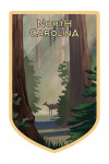 North Carolina - Lithograph - Deer in Forest - Contour