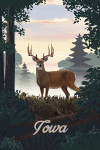 Iowa - Painterly - Deer & Sunrise