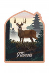 Illinois - Painterly - Deer & Sunrise - Contour