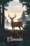 Canada - Painterly - Deer & Sunrise