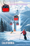 California - Lithograph - Gondolas - Red