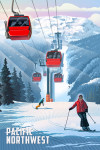 Pacific Northwest - Lithograph - Gondolas - Red