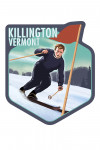 Killington, Vermont - Painterly - Retro Skier - Contour