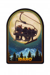 Idaho - Ski Lift & Full Moon with Snowboarder - Contour