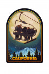 California - Ski Lift & Full Moon with Snowboarder - Contour