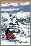 California - Painterly - Snowmobile Scene