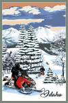 Idaho - Painterly - Snowmobile Scene