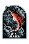 Sitka, Alaska - Sockeye Salmon - Scratchboard - Lantern Press Poster - Contour