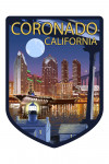 Coronado, California - Skyline at Night - Contour