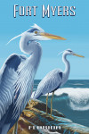 Fort Myers, Florida - Painterly - Cranes