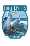 Fort Myers, Florida - Painterly - Cranes - Contour