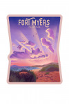 Fort Myers, Florida - Lithograph - Beach Sunset - Contour