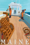 Maine - Lobster Fishing - Lantern Press Artwork