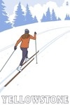 Yellowstone Nat'l Park - Cross Country Skier - Lantern Press Poster