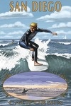 San Diego, California - Surfer Scene - Lantern Press Artwork
