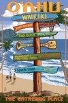 Waikiki, Oahu, Hawaii - Destinations Sign - Lantern Press Artwork