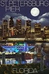 St. Petersburg, Florida - Night Skyline & Pier - Lantern Press Poster