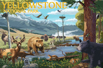 Wildlife Montage - Yellowstone National Park - Lantern Press Poster