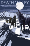 Wolves & Full Moon - Death Valley National Park - Lantern Press Poster