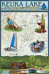Keuka Lake, New York - Nautical Chart - Lantern Press Artwork