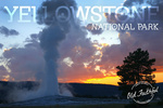 Yellowstone National Park - Old Faithful at Sunset - Lantern Press Photography