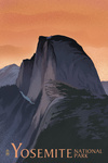 Yosemite National Park, California - Half Dome - Orange Sky - Lithograph