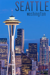 Seattle, Washington - Skyline & Space Needle at Dusk - Lantern Press Photography