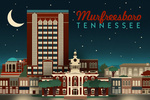Murfreesboro, Tennessee - Retro Style Skyline - Lantern Press Artwork