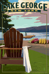 Lake George, New York - Adirondack Chairs & Lake