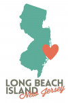 Long Beach Island, New Jersey - Orange and Teal - Heart Design - Lantern Press Poster