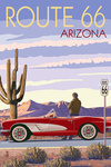 Arizona - Route 66 - Classic Car - Lantern Press Artwork