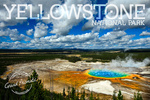 Yellowstone National Park - Grand Prismatic Pool & Sky - Rubber Stamp - Lantern Press Photography