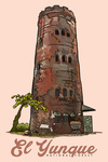 Puerto Rico - Yokahu Observation Tower - El Yunque National Forest - Pink - Lantern Press Artwork