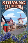 Solvang, California - Montage with Flowers - Lantern Press Artwork