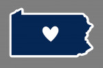 Pennsylvania - State Outline & Heart Centered - Lantern Press Artwork