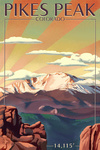 Pikes Peak, Colorado - Lithograph - Lantern Press Artwork