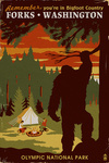 Forks, Washington - Home of Bigfoot - Lantern Press Artwork