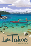 Lake Tahoe, California - Kayakers in Secret Cove - Lantern Press Artwork