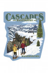 North Cascades, Washington - Painterly - Snowshoer Scene - Contour