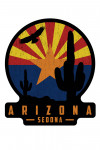 Sedona, Arizona - Cactus Scene & State Flag - Contour - Lantern Press Artwork