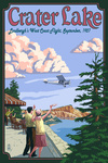 Crater Lake National Park, Oregon - Lindbergh Flight - Lantern Press Artwork