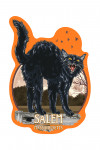 Salem, Massachusetts - Black Cat and Moon - Letterpress - Contour
