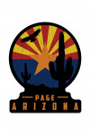 Page, Arizona - Cactus & State Flag - Contour