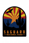 Saguaro National Park, Arizona - Cactus & State Flag - Rustic - Contour - Lantern Press Artwork