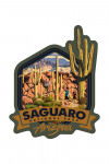 Saguaro National Park - Arizona - Hikers & Saguaro - Contour - Lantern Press Artwork
