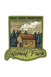 Great Smoky Mountains National Park - Cabin in the Woods - Badge - Contour - Lantern Press Artwork