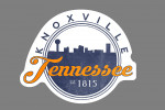 Knoxville, Tennessee - Skyline Badge - Orange & Blue - Contour - Lantern Press Artwork
