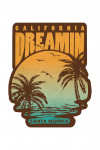 Santa Monica, California - California Dreamin' - Sunset & Palms - Brown - Contour - Lantern Press