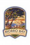 Morro Bay, California - Town View with Morro Rock - Contour