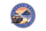 Morro Bay, California - Woody and Surfers on the Beach - Contour
